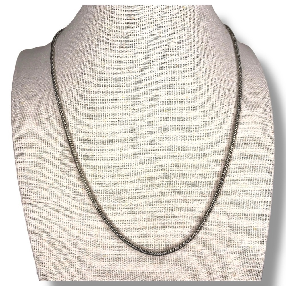 Chrome Look Silver Snake Link Style Chain Necklace Lobster Closure Classic
